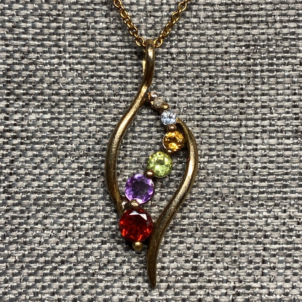 Vintage 925 Gold Plated Sterling Gemstone Necklace
